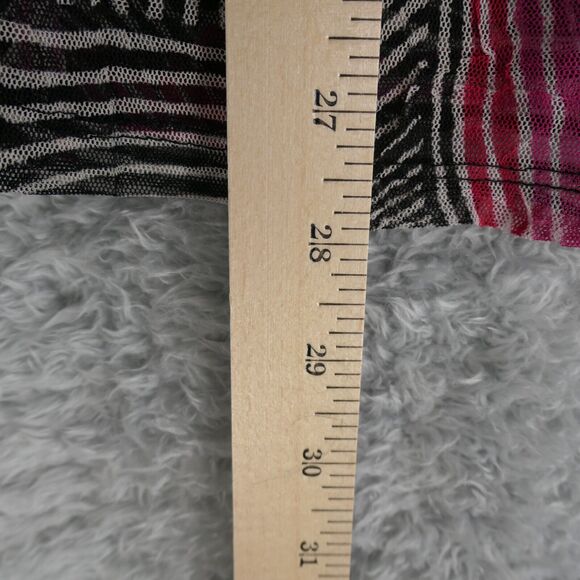 Alfani Baby Doll Blouse Women 2X Pink Black Empire Waist Mesh Lined Short Sleeve - Picture 8 of 12